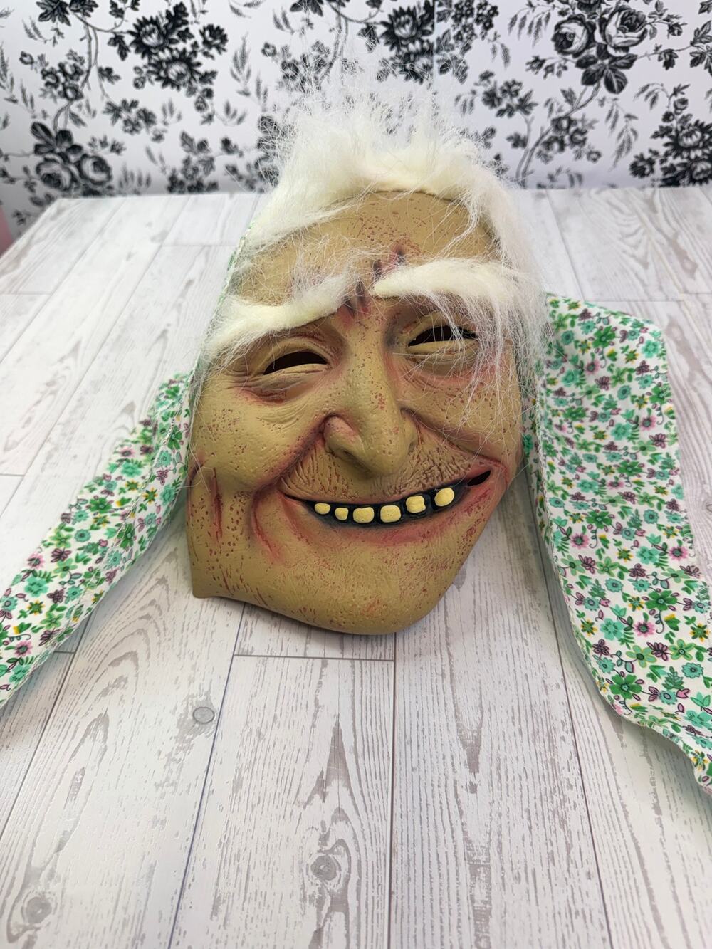 Vintage 2002 Old Woman with Gypsy headscarf rubber mask